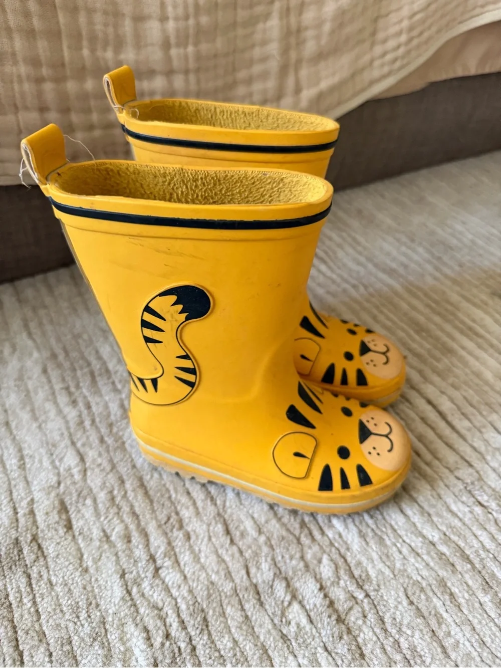 H&M Yellow Kids Tiger Rain Boots 8T
